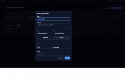 Tela da Agenda de atendimentos do GestPro System